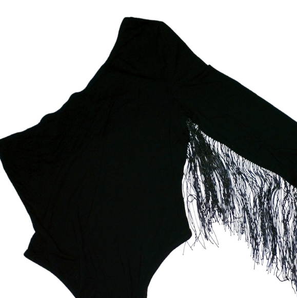 Shein Fringe Trim One Shoulder Bodysuit - Picture 11 of 13